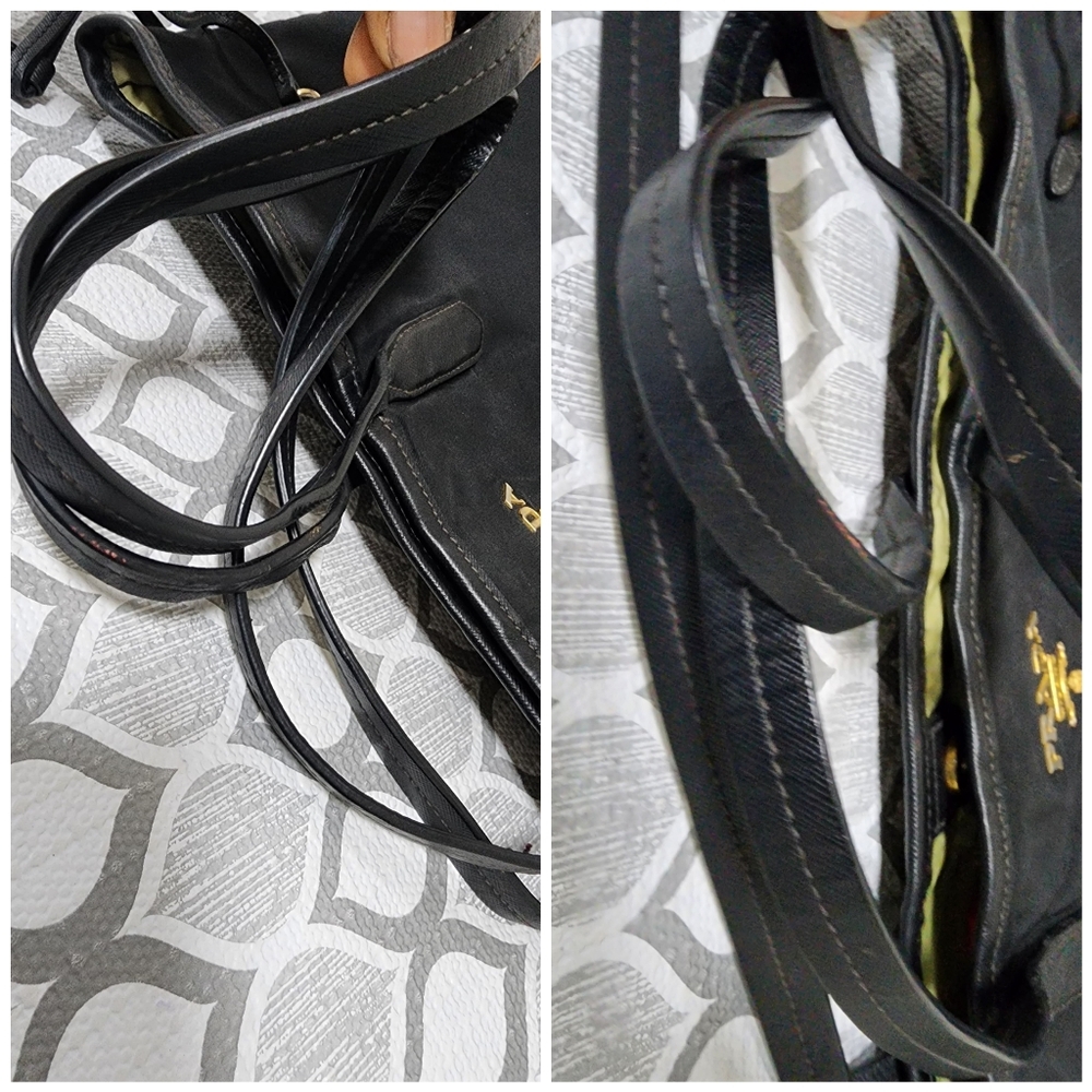 Prada Saffiano Trimmed Tessuto Tote Bag Black - Picture 10 of 14